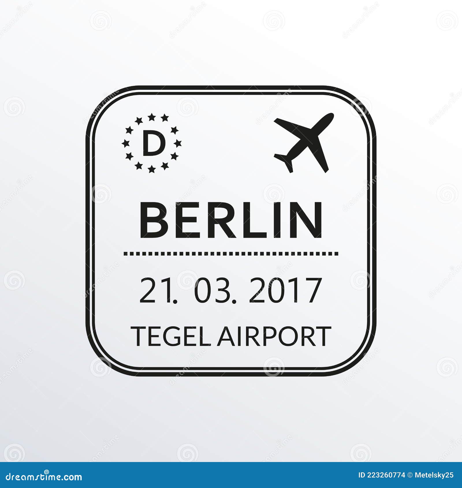 berlin passport stamp. germany airport visa stamp or immigration sign. custom control cachet.  .